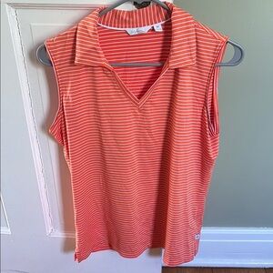 Lady Hagen Orange and Pink Sleeveless Polo Blouse